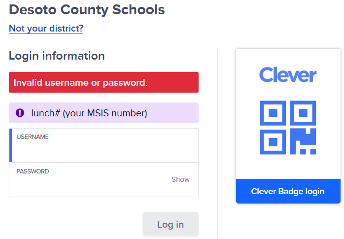 clever login error